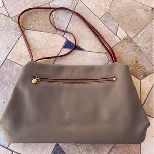 MONSAC Green Material & Leather Strap Shoulder Bag